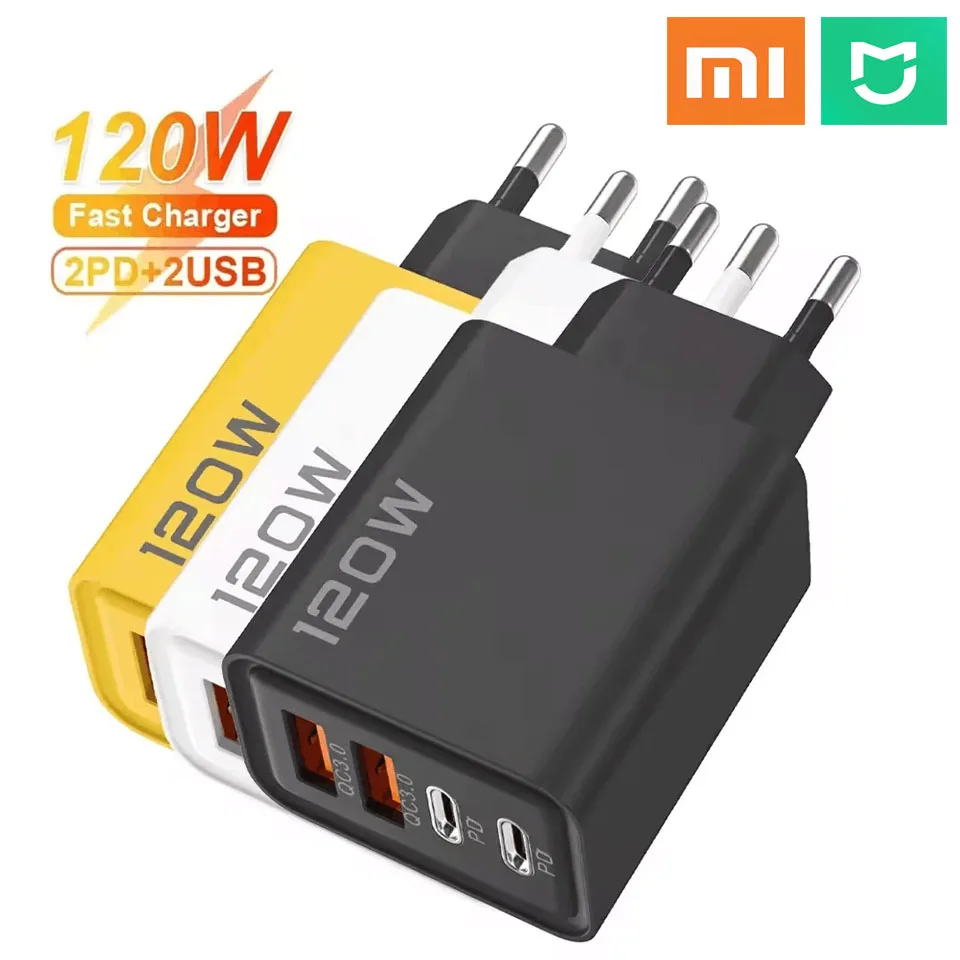 

Mijia 120W 4 Port PC USB Charger EUR US UK Standard Type C Fast Charging Wall Charger QC3.0 Adapter for IPhone Samsung Millet