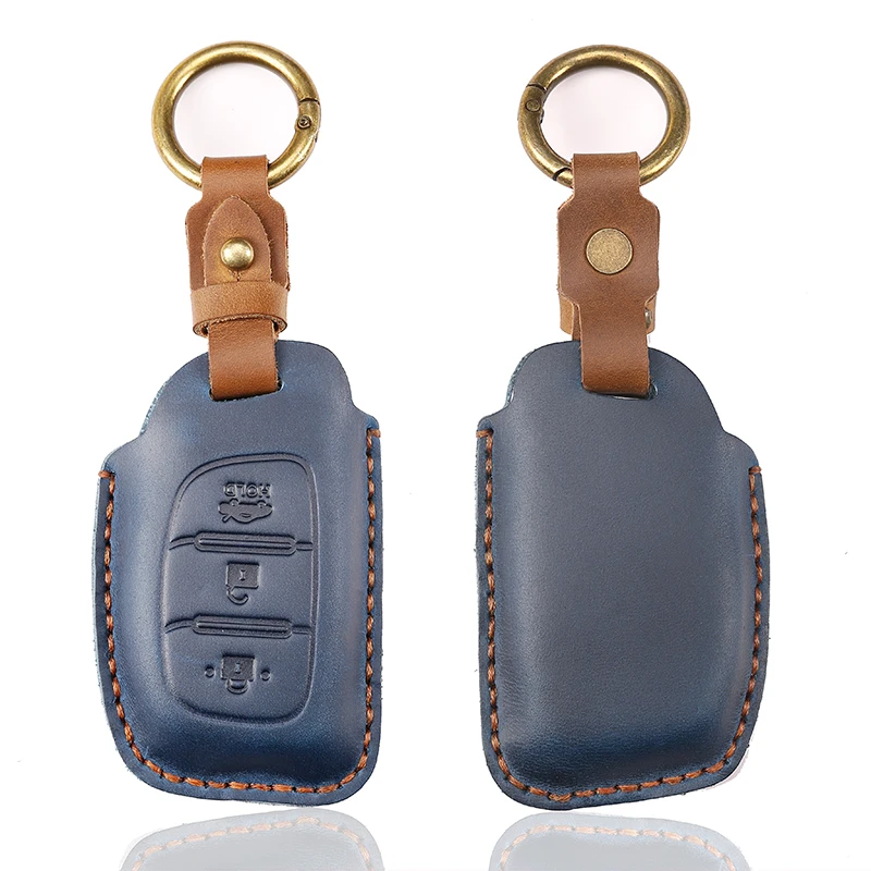 

3 Buttons Leather Car Key Case Smart Remote Cover For Hyundai ix35 i40 i20 i10 Tucson Elantra Creta Sonata Ioniq Accent Creata
