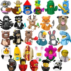 Single Cartoon Unicorn Panda Shark Suit Guy Hot Dog laureati Action Figures Head Building Blocks per bambini giocattoli per bambini