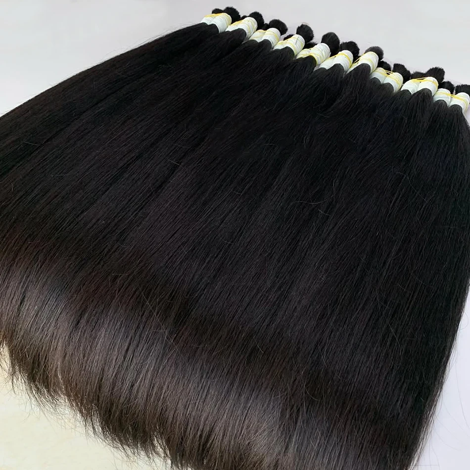 شعر بشري حقيقي لتضفير الشعر السائب بدون لحمة شعر مستقيم نسج حزم شعر ملونة طبيعية وصلات شعر أشقر