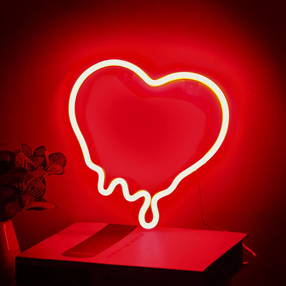 USB/Battery LED Neon Lights Sign for Wall Art Decor Heart Gaming Bar Bedroom Decoration Hanging Neon Sign Party Alien Night Lamp