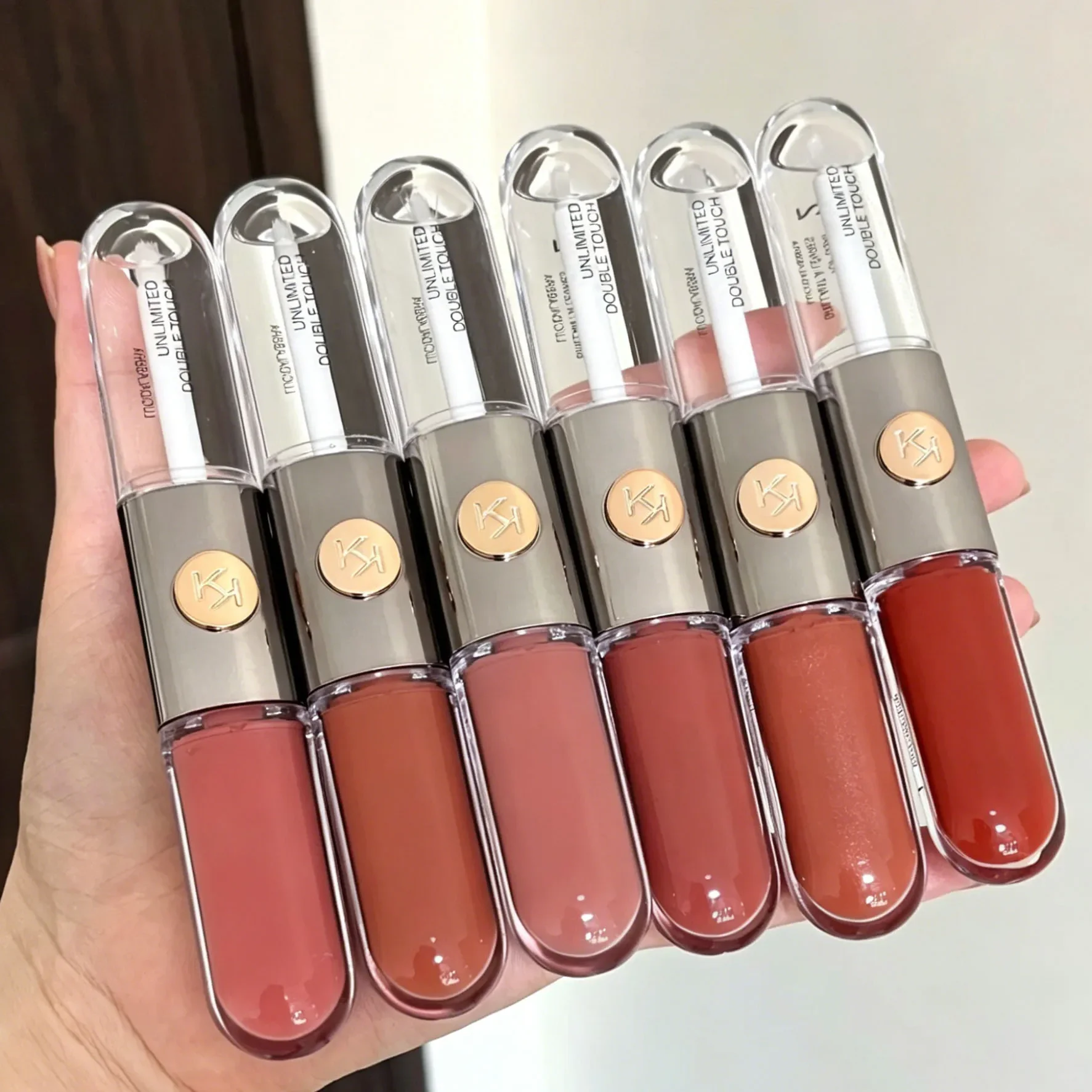 Hot 3D Hydra LipGloss Non-fading Waterproof Blusher Lasting Hydrating Shimmer Makeup Lip Gloss Lipstick Brun Pearly Mauve Liner