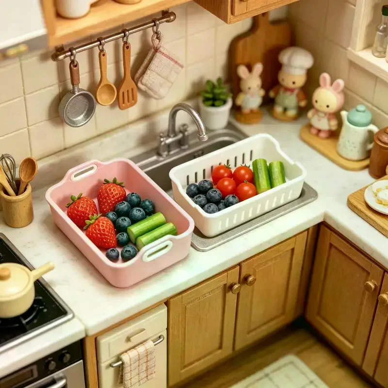 1 Set 1:12 Scale Mini Drain Basket Dollhouse Sink Organizer With Removable Tray