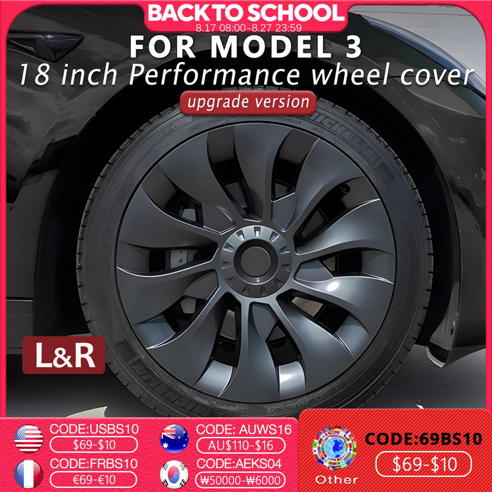 

4PCS Hub Cap Car for Tesla Model 3 18 Inch Wheel Cap Replacement Automobile Wheel Hubcap Full Rim Cover Accessories 2018-2023