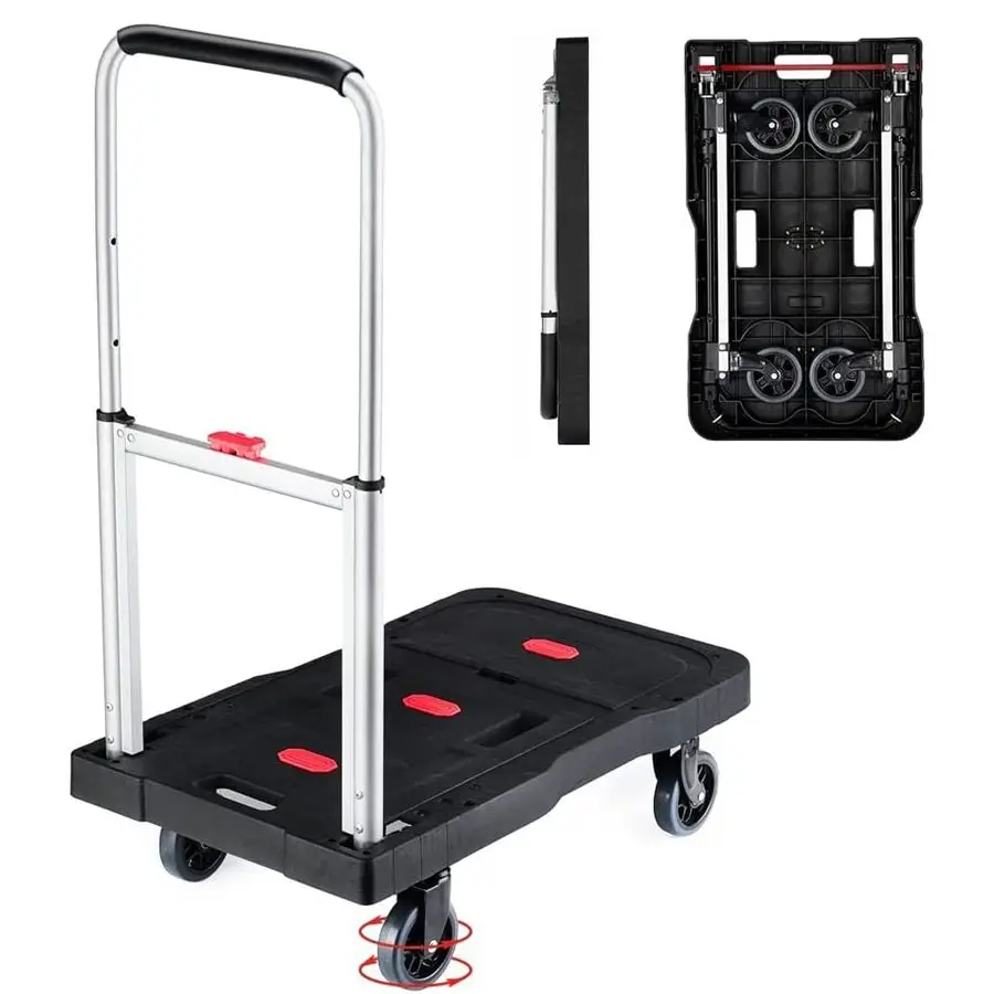 

Тележка-платформа ручная, грузоподъемность 150 кг, усиленная, на колесах, полностью складная, портативная, универсальная тележка для электротехнических работ