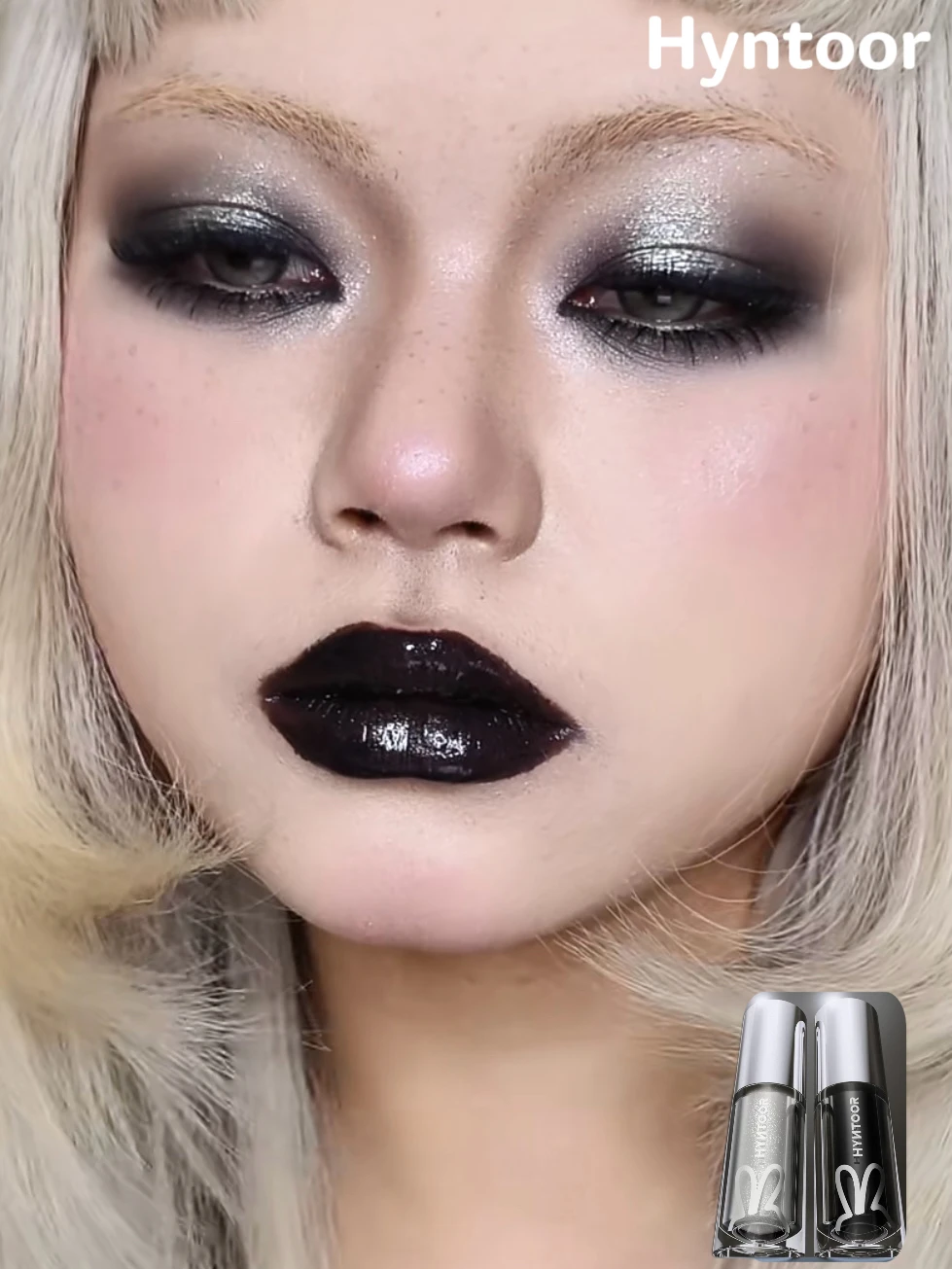 

Губная помада Hyntoor Black Lipgloss Glitter Gothic, двойной цветовой набор: матовая серебристая, питательная, темно-атласная, металлическая, для ежедневного использования, эффект Smoky