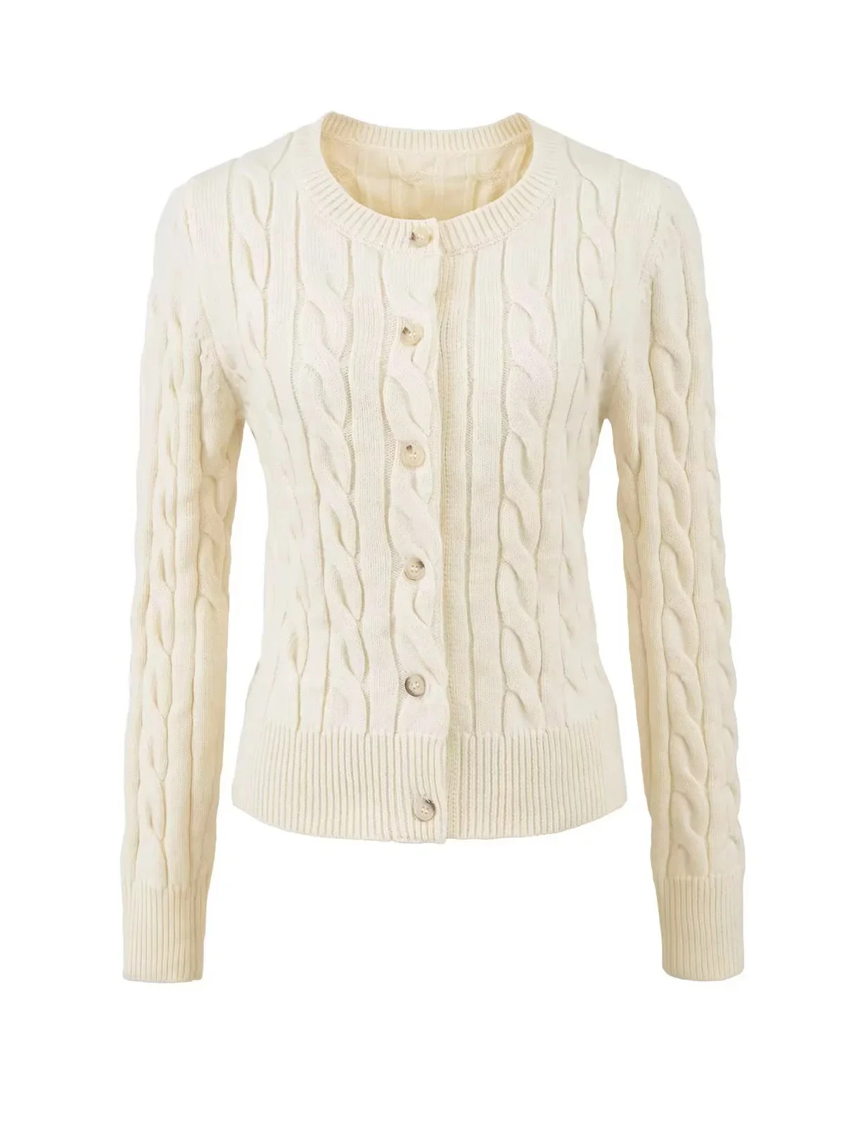 

Retro American Knitted Long Sve round Ne Open Cardigan Women Slim Fit Single Button Sweater Thi Autumn Color