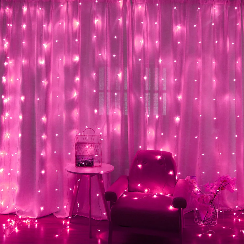 

USB светодиодные гирлянды для штор, 8 режимов, сказочный свет, свадебная вечеринка, Рамадан, украшение для дома, дня святого Валентина, спальни, 2026 Ид Мубарак