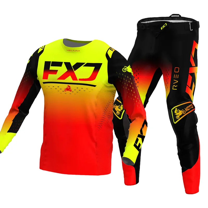 Conjunto de equipo de motocross FXJ enduro, jersey y pantalones combo mx, ropa de moto, traje de carreras mtb, todoterreno, novedad de 2024