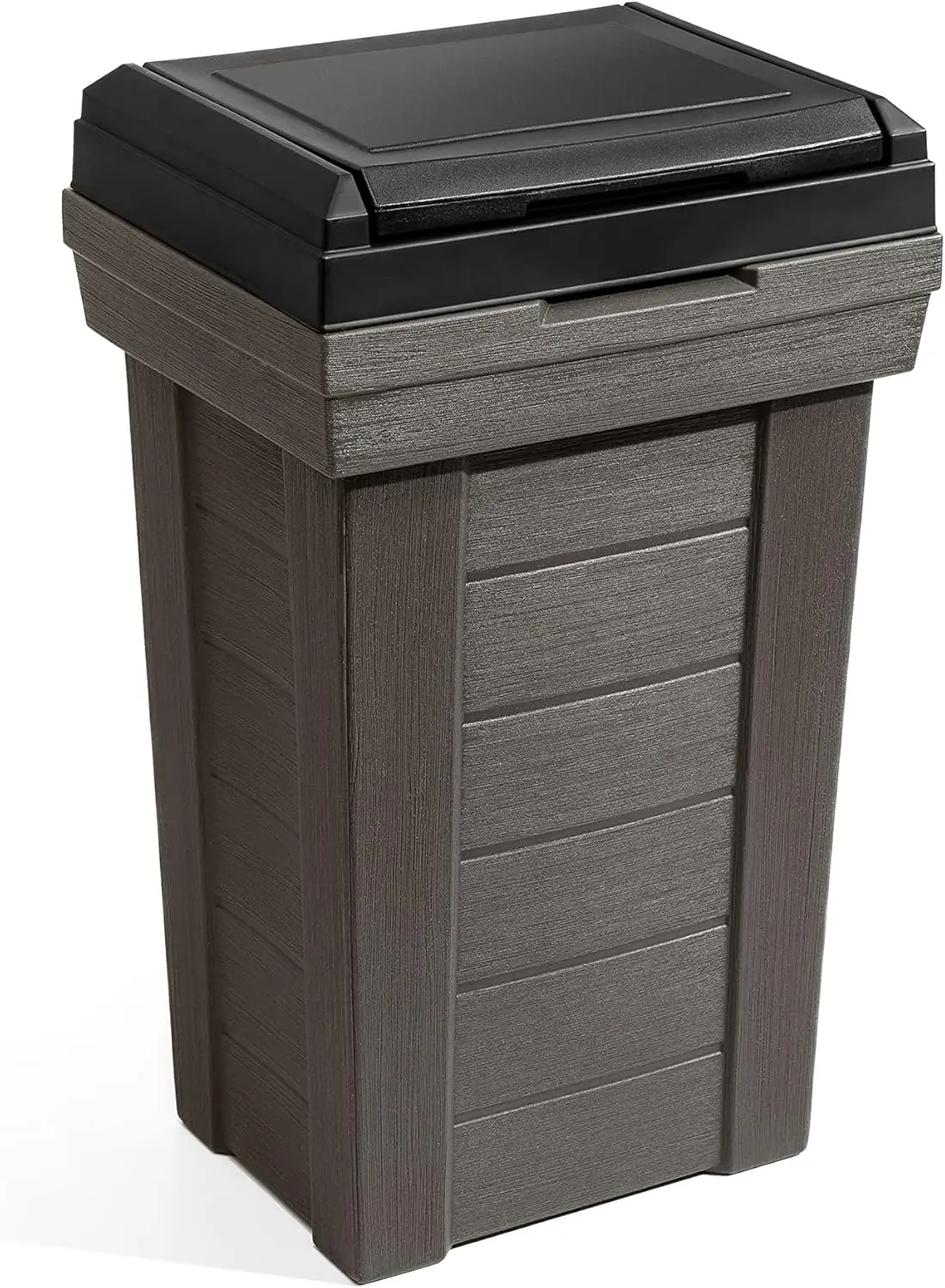 

Large Capacity Garbage Container with Lid for Indoor/Outdoor Use - Dark Cedar Finish, Ideal for Patio and Kitchen