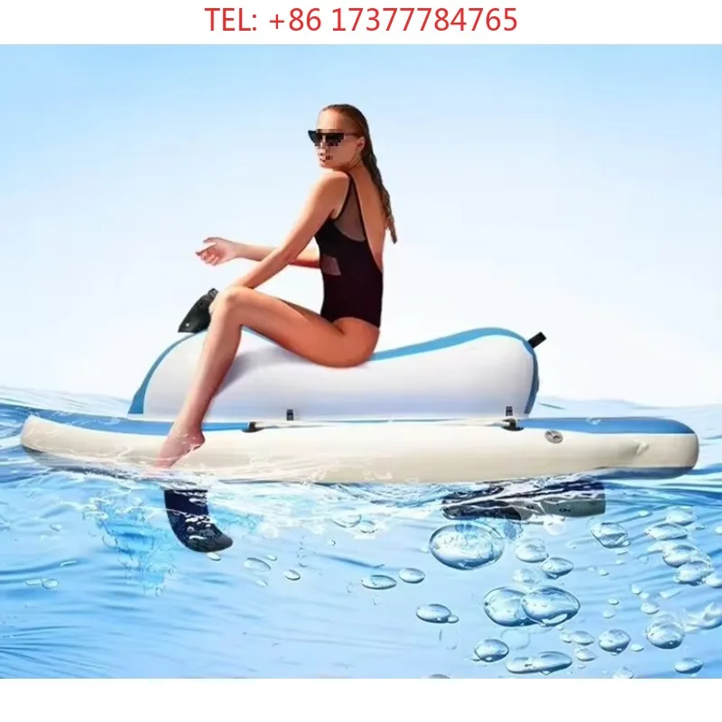 Portable Inflatable Jet Ski Motorbike Cruiser with Ride-On Float - Blow up Motor Boat for Lake And Ocean