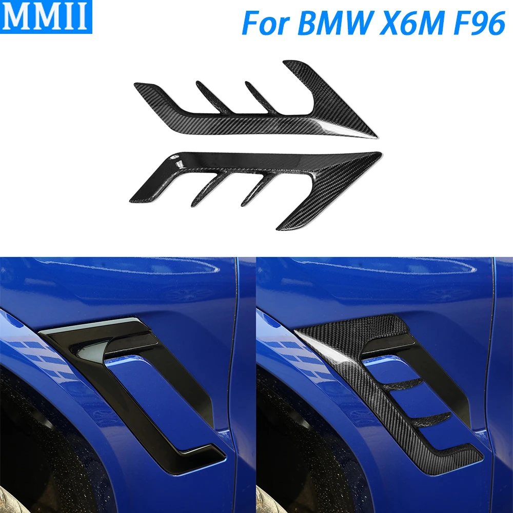 For BMW X6M F96 2021-2024 Real Dry Carbon Fiber Side Fender Air Vent Flow Cover Trim Car Decoration Retrofitting Accessories