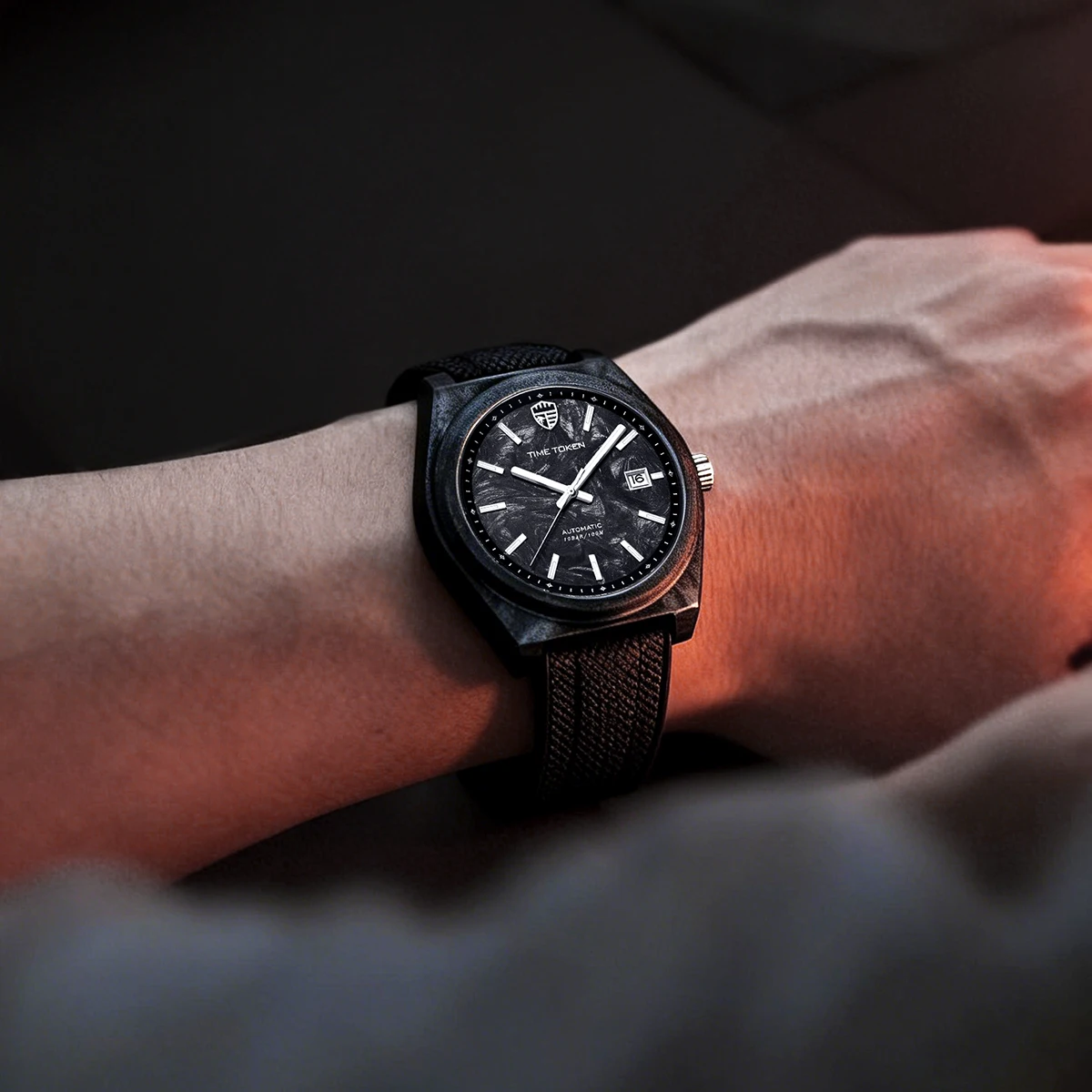 Carbon Fiber Japan MIYOTA8215 Movement Salute Classics Ultra Light Automatic Mechanical Men's Watch Luminous Calendar Waterproof