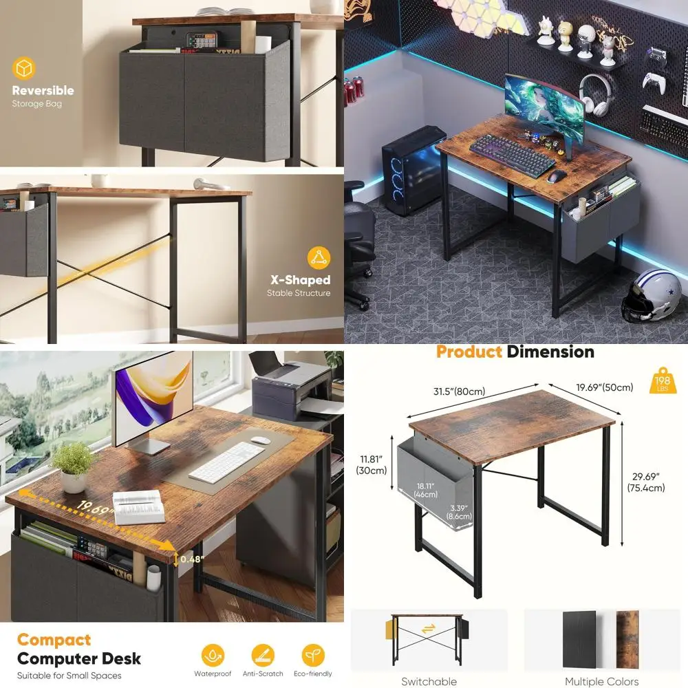 

Компьютерный стол в деревенском стиле, коричневый, 31, с местом для хранения, для спальни, игр и учебы в небольших помещениях