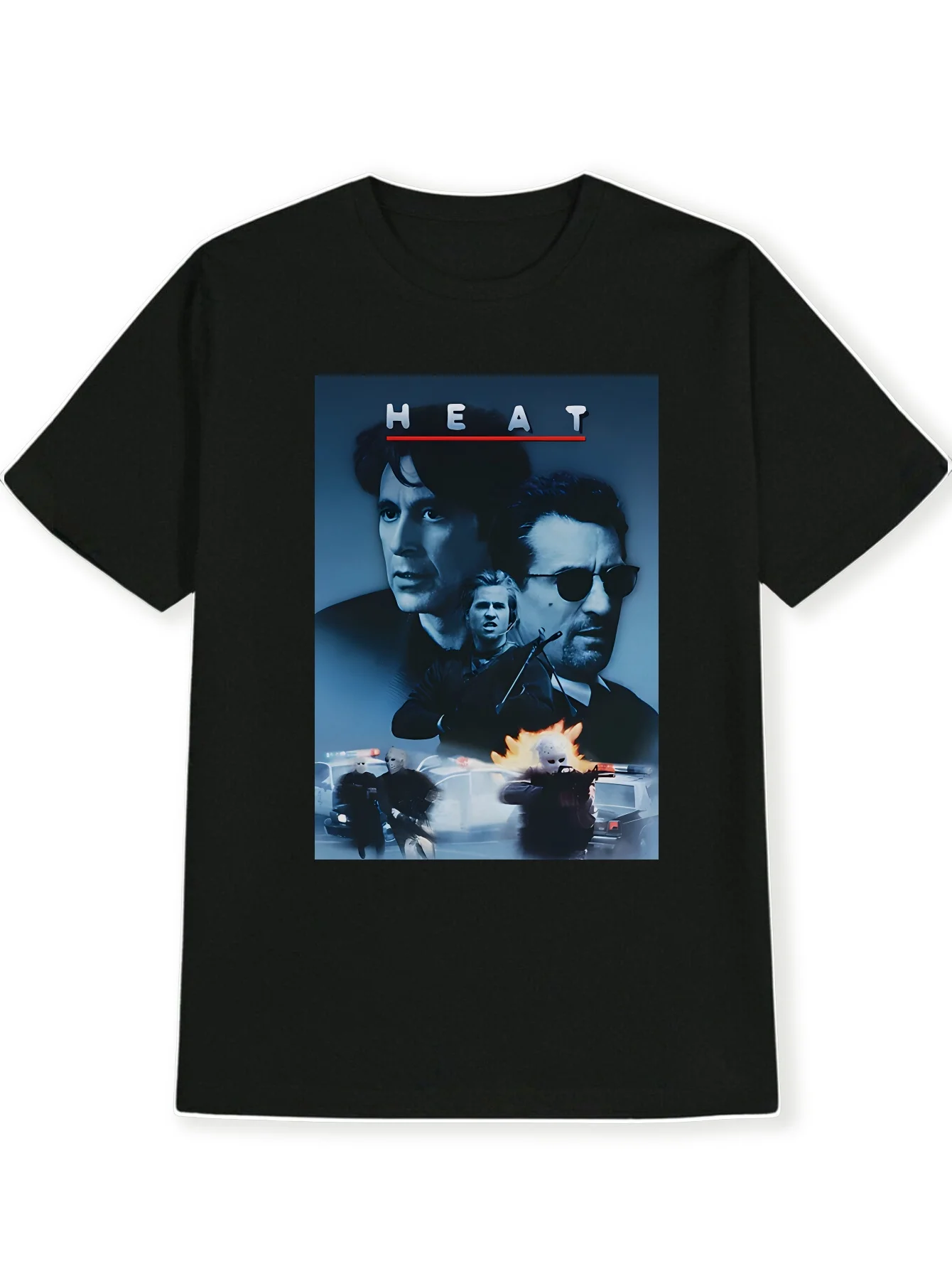

Мужская футболка с рисунком фильма HEAT - черная ностальгическая рубашка на тему фильма из чистого хлопка, дышащая уличная одежда унисекс, большие размеры
