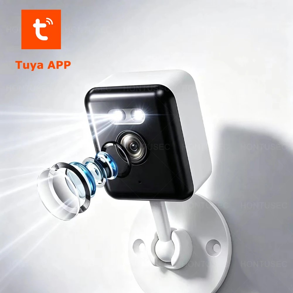 Умная камера Tuya Smart Life 2K 5MP с Wi-Fi для дома, с функцией AI-обнаружения человека, сиреной, функцией мониторинга ребенка и цветным ночным видением.