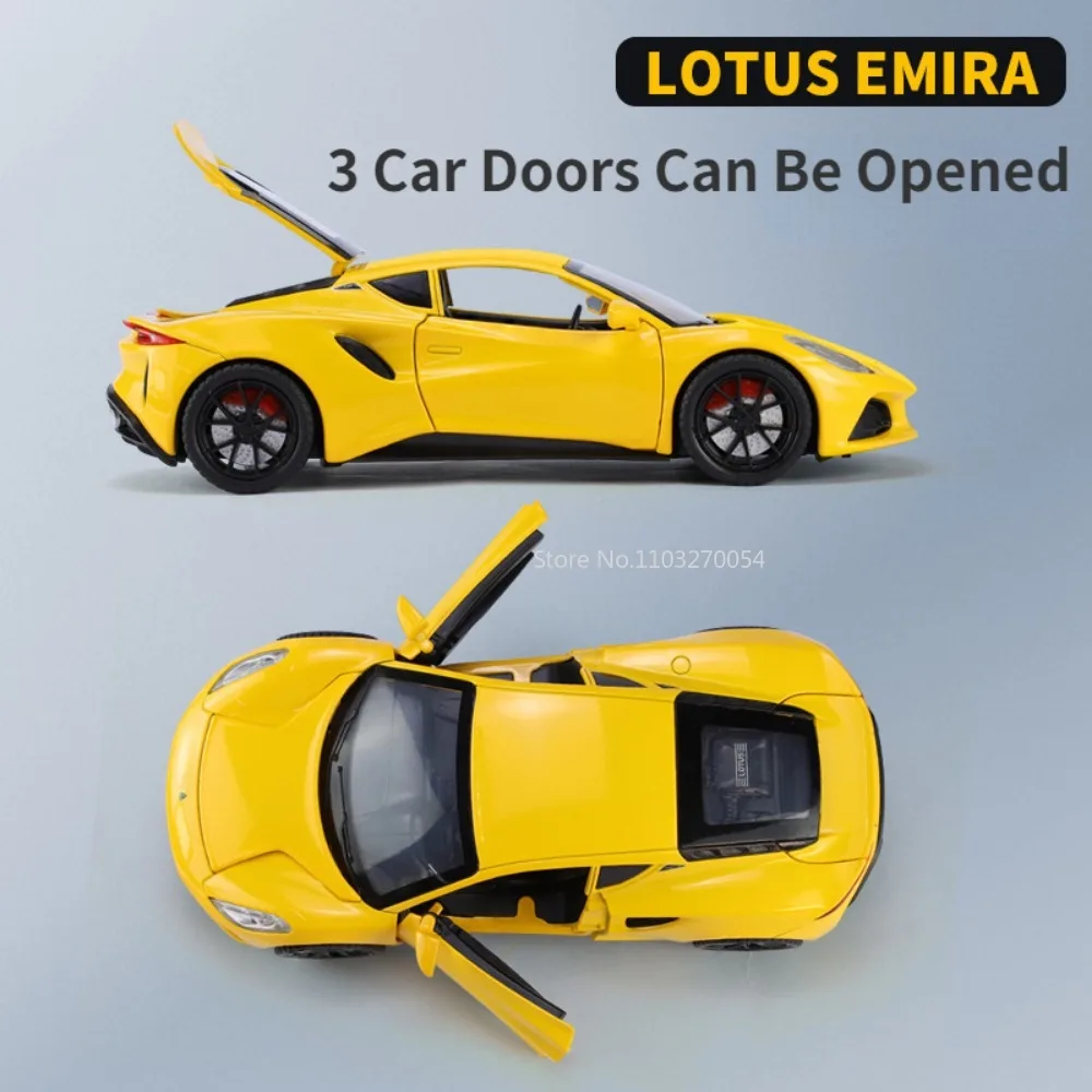 Lotus emira-合金車モデル玩具、ダイキャストメタル、ハイシミュレーションドア、オープン、プルバックビークル、収集装飾品、1、24