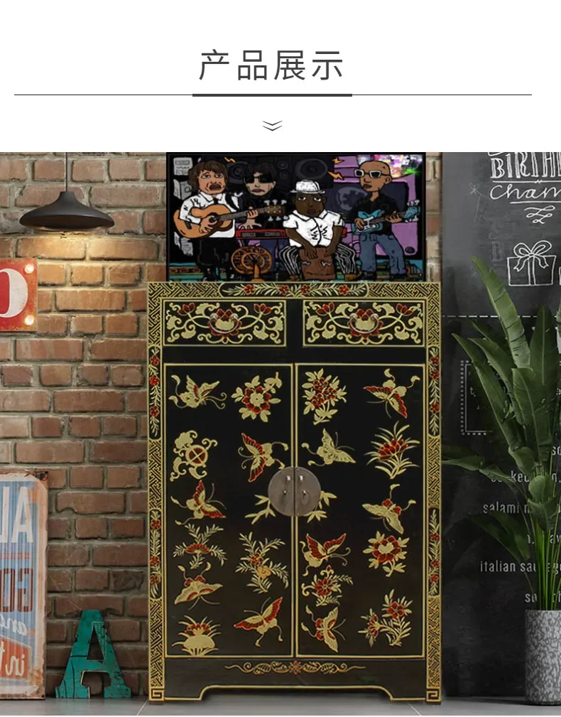 N138Solid wood light luxury shoe cabinet small apartment household door simple modern living room retro entrance cabinet