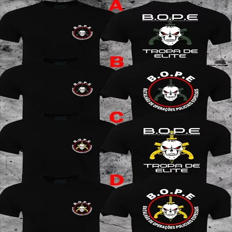 Летние женские футболки Harajuku BOPE Tropa De Elite Brazil Special Elite Forces, хлопковые мужские футболки с короткими рукавами высокого качества с круглым вырезом