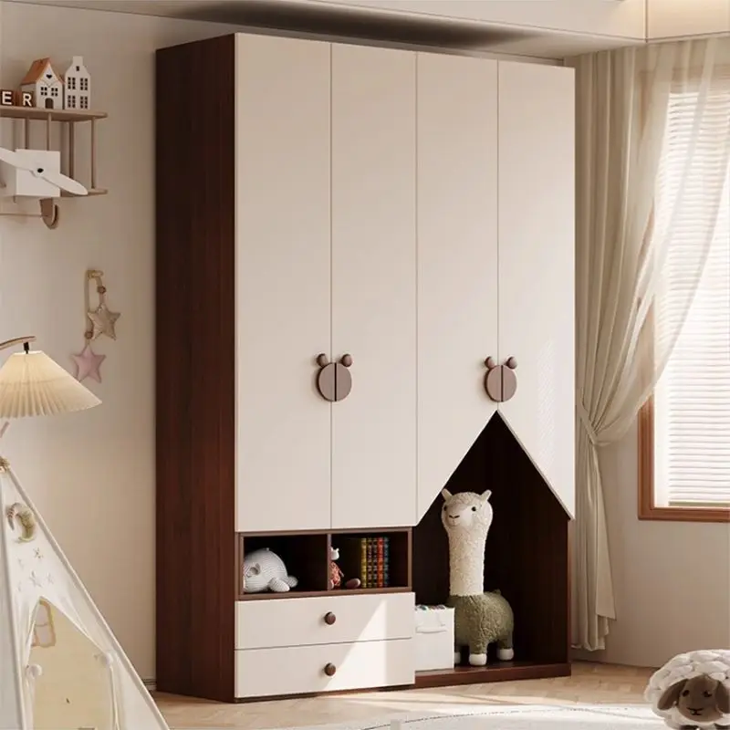 All solid wood oak 2025 new wardrobe combination boy girl castle bedroom storage storage large wardrobe