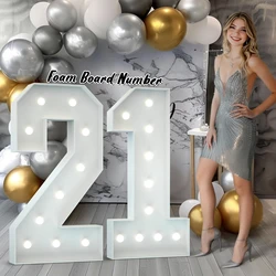 4FT DIY Marquee Numbers Large Mosaic Number Marquee Foam Board Number with Light String for Birthday Party Photo Props Decor