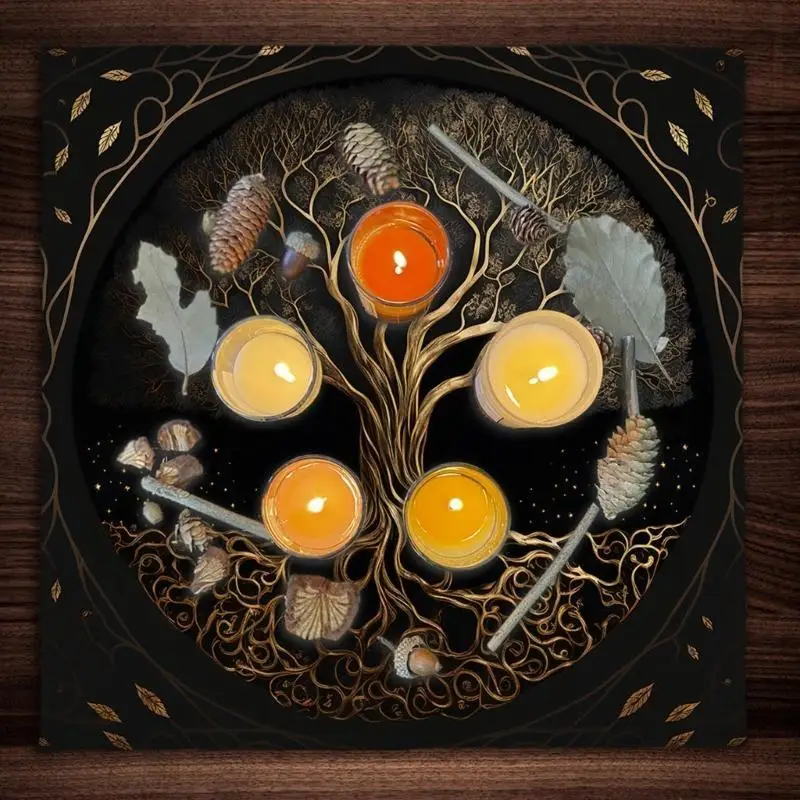 652F مذبح القماش نسيج شجرة الحياة مفرش المائدة طقوس القماش الروحي لطاولة التارو #3