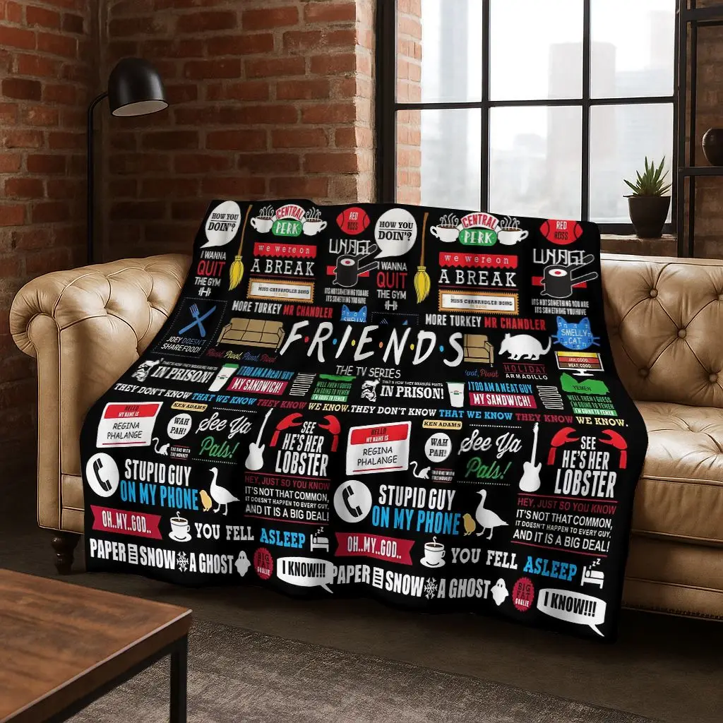 

Classic Friends Central Perk TV Flannel Blanket,Cozy Soft Throw Blanket for Home Bedroom Bed Sofa Picnic Office Cover Gift Kid