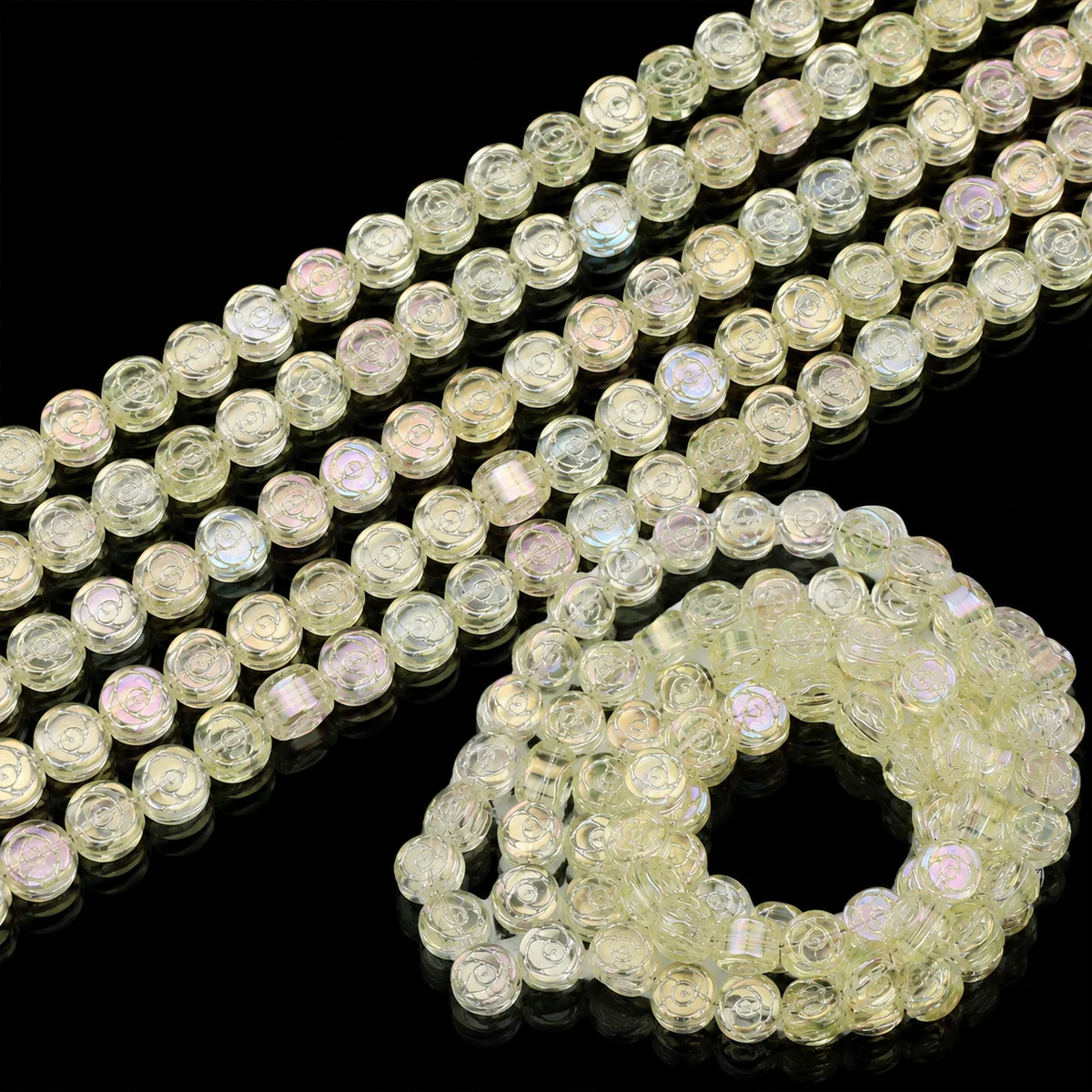6mm 50-150Pcs Transparent AB Yellow Round Rose Crystal Glass Beads for Jewelry Making Bracelet Necklace Keychain DIY Accessories