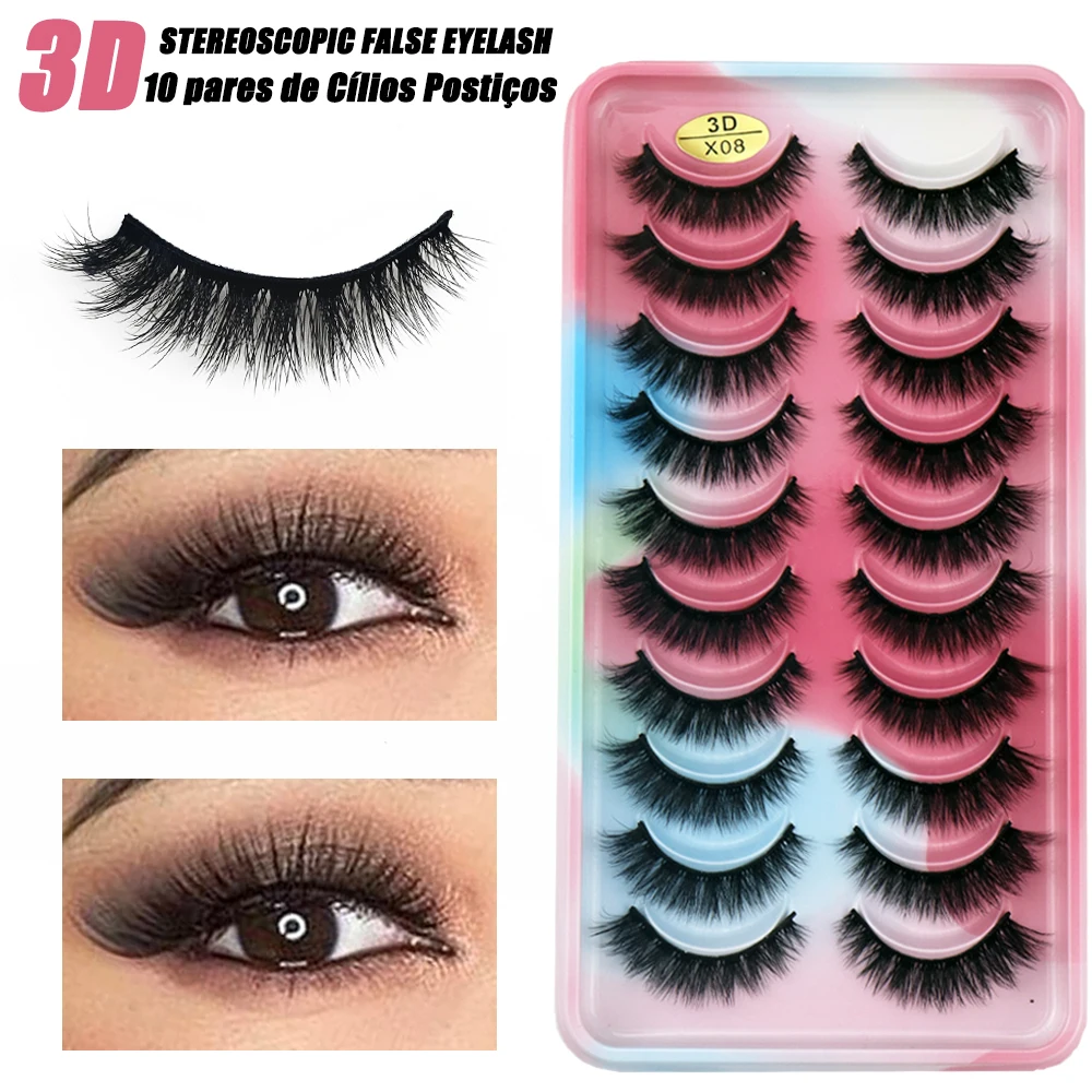 1/box 10 pairs Mink False Eyelashes 3D Russian Fluffy Natural Eyelash extension Reusable Mink Eyelash Makeup Tools Wholesale