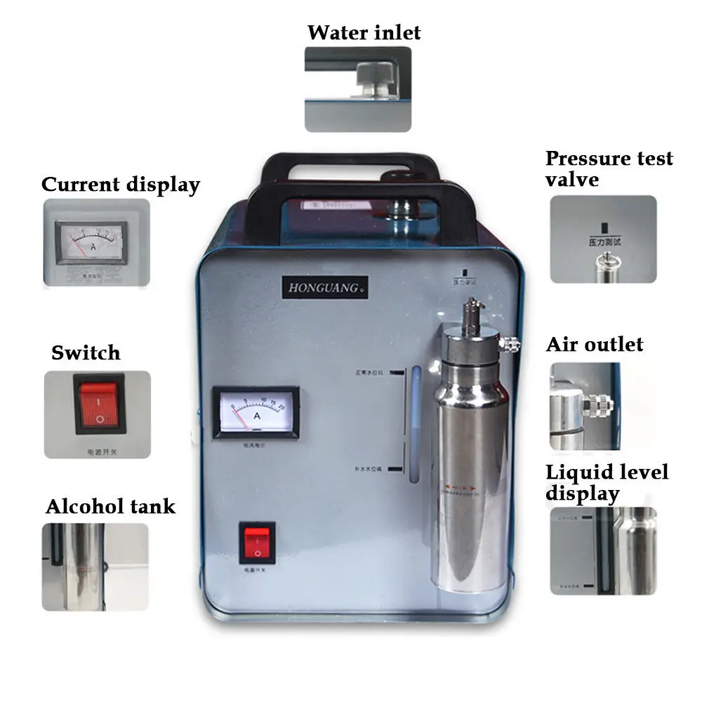 Máquina pulidora de llama acrílica de oxígeno-hidrógeno, soldador de agua eléctrico de 75L, CA 220V, H160