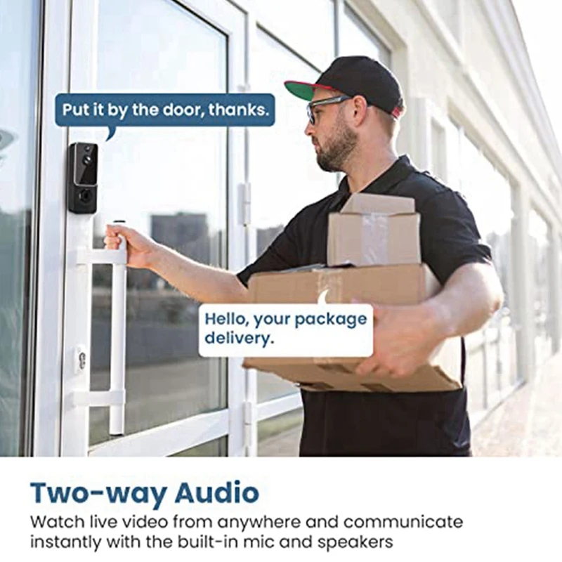 Smart Video Doorbell Camera With Chime Doorbell Camera Black AI Smart Human Detection, Cloud Storage, HD Live Image