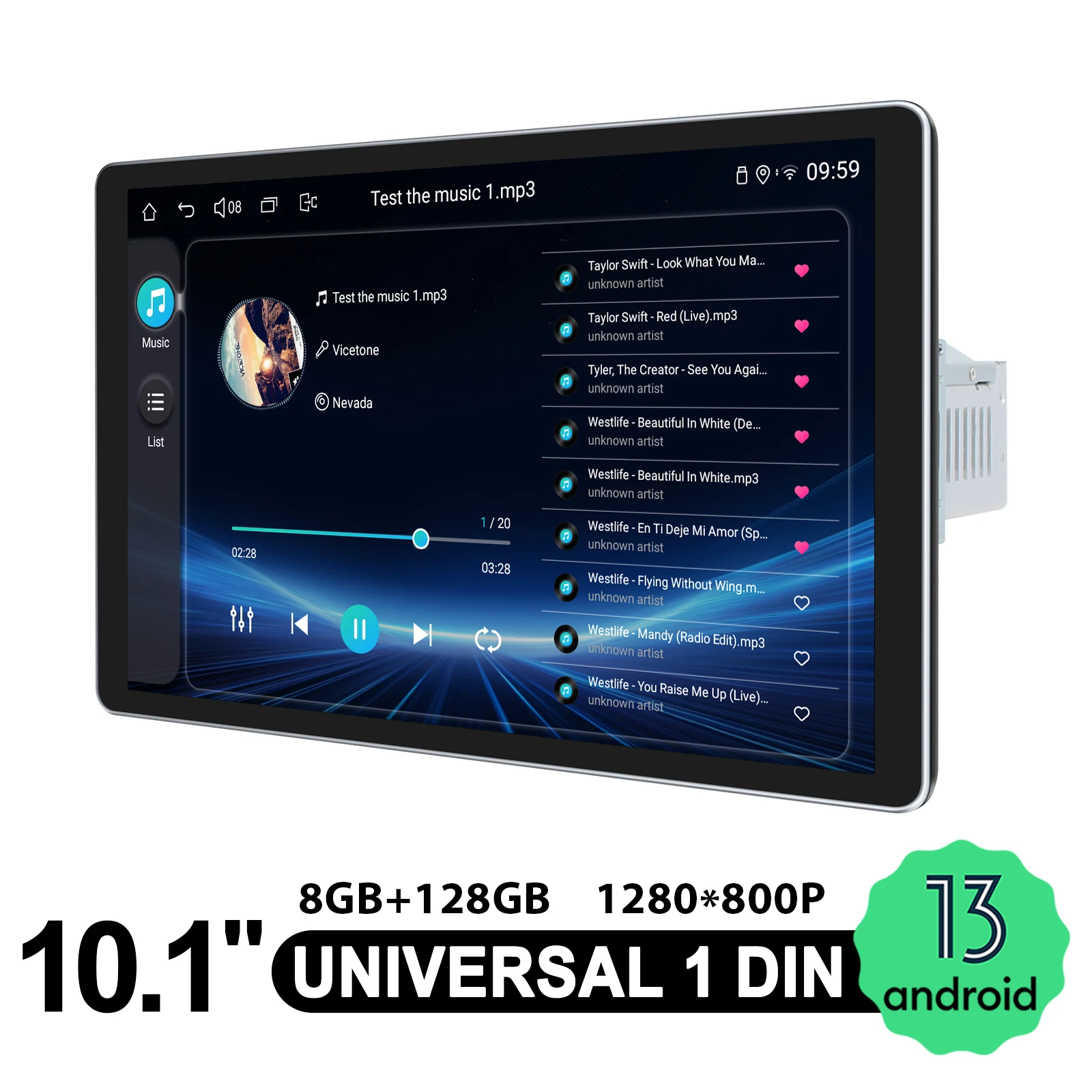 راديو ستيريو للسيارة مقاس 10.1 بوصة من JOYING مع CarPlay لاسلكي وأندرويد Auto 1280x800 HD تعمل باللمس وملاحة GPS بلوتوث