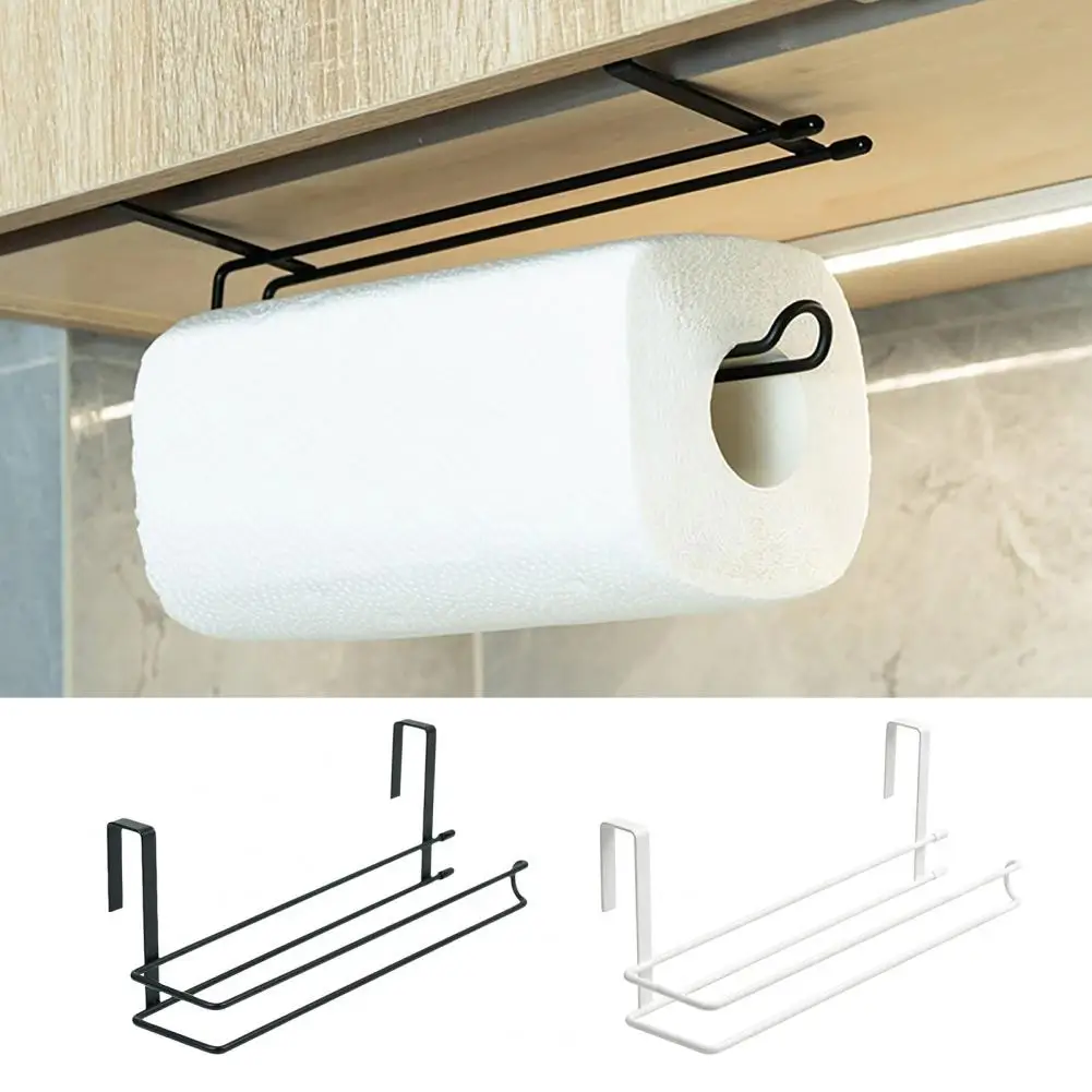 Paper Towel Hanger Roll Paper Storage Hanging Rack Tissue Shelf For Kitchen Under Cabinet Bathroom Towel Roll Paper Holder