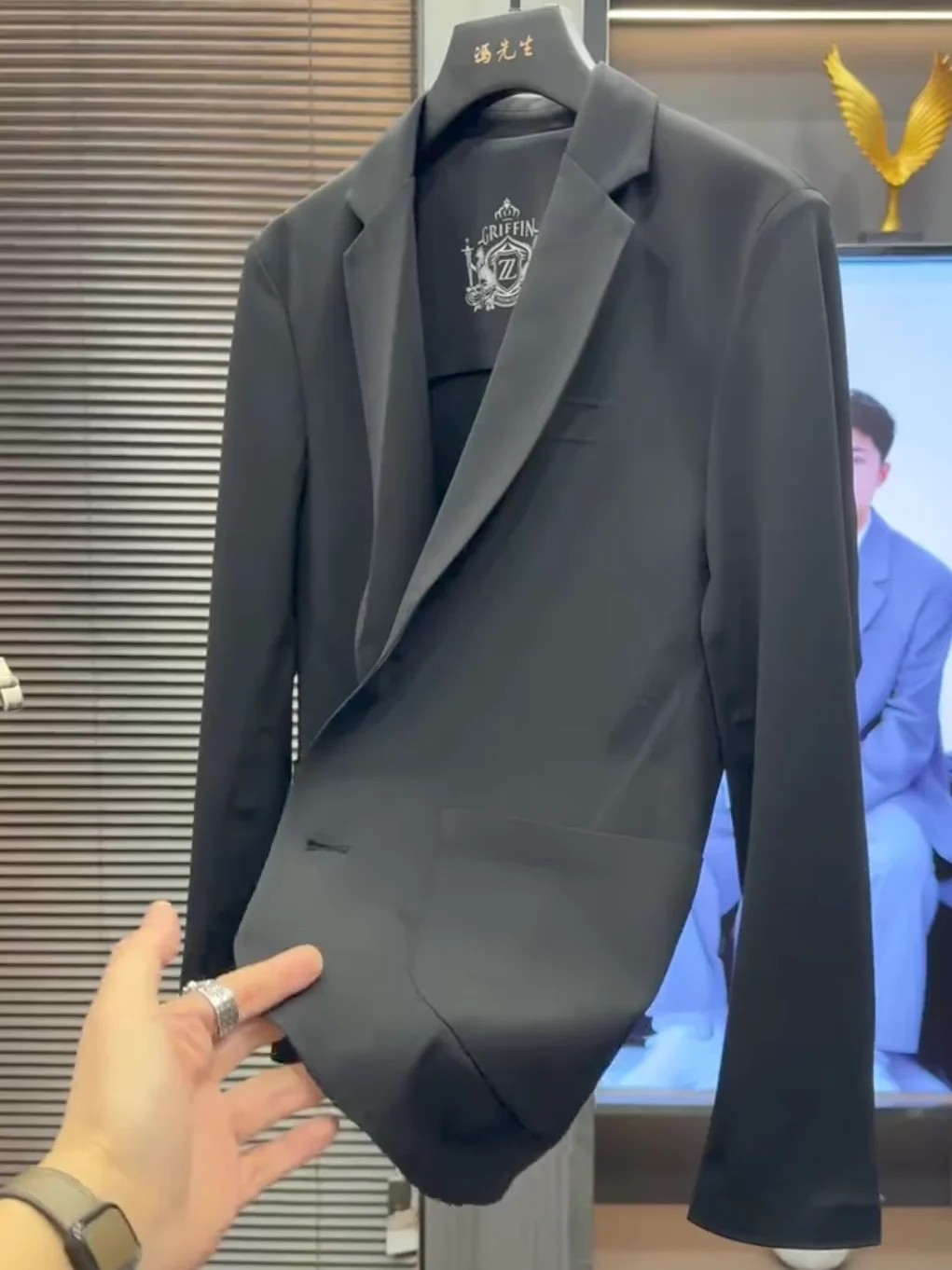 

Spring Autumn Thin Sl Casual Comfortable Faionable Versatile Cool Men's Suit Stand Fit Faionable Urban Sle Lon...