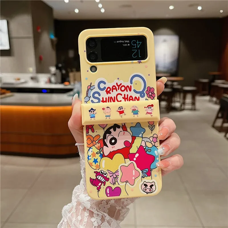 Luksusowe etui na telefon Anime Cartoon Noharas Shinnosukes do Samsung Galaxy Z Flip 3 4 5 5G Anti-drop Back Cover Funda