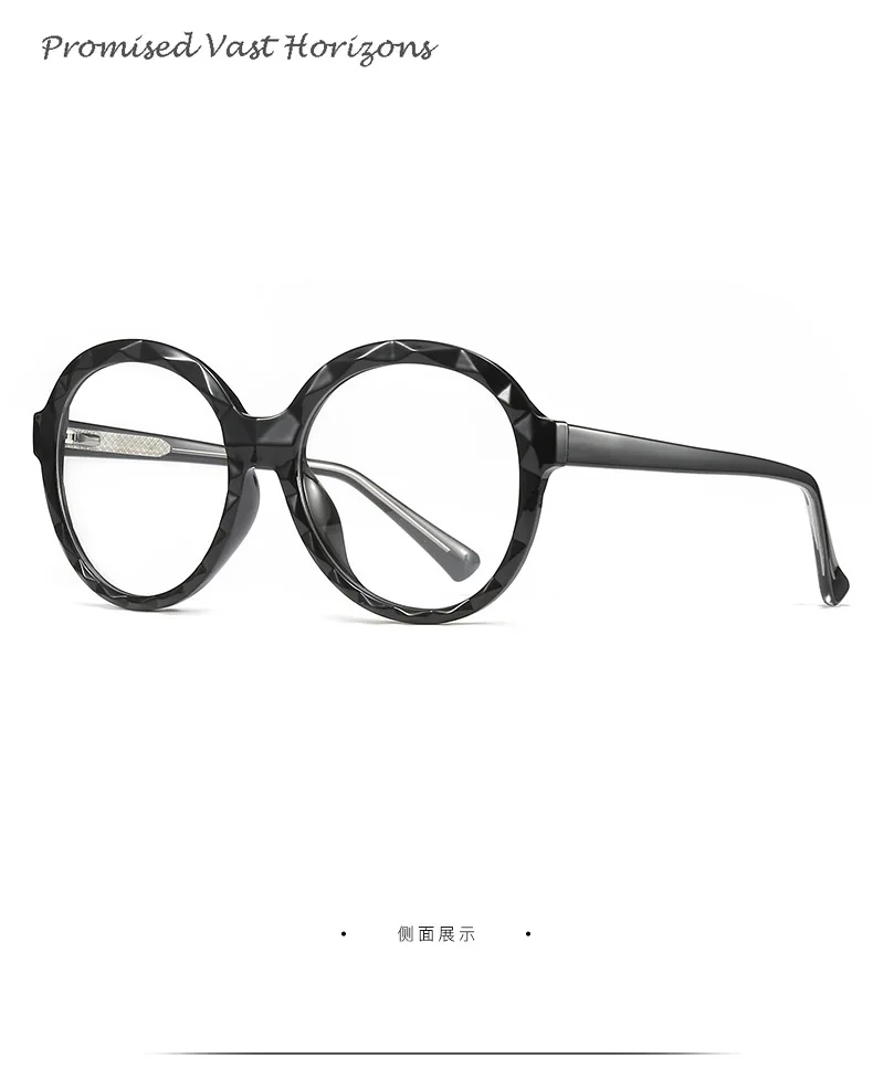 TR90 – monture de lunettes ronde translucide pour femmes, bord en cristal, bleu, rose, léopard, Plano, jambe à ressort, blocage de la lumière bleue