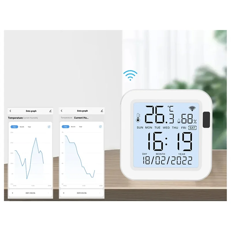 AC56-Tuya مستشعر درجة الحرارة والرطوبة مع إضاءة خلفية للمنزل الذكي Var Wifi Smartlife لمساعد Alexa Google #4