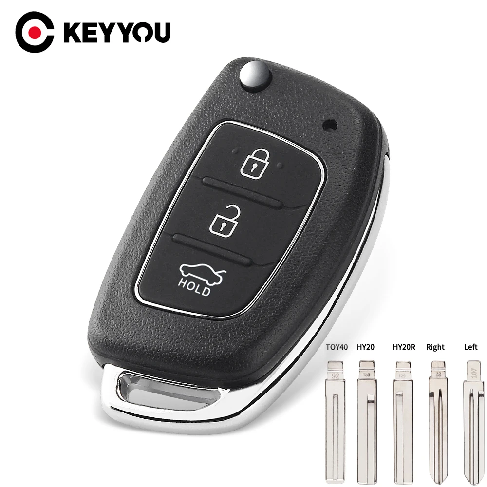 KEYYOU 10PCS Remote Key Case Fob 3 Button Flip Folding Key Shell For Mistra Hyundai Solaris ix35 ix45 Series 2 Verna Santa Fe