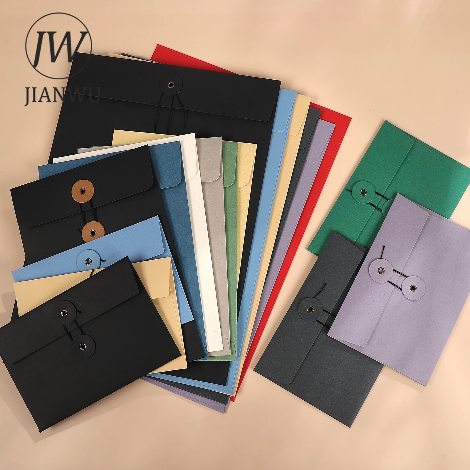 

JIANWU 2 Pcs/set Strappy Vintage Portfolio Material Collage Envelope Creative DIY Journal Student Supplies Stationery