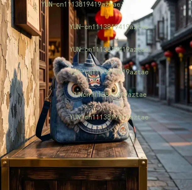 Original new Huaxia limited national style lion dance backpack high value niche design Guochao messenger bag
