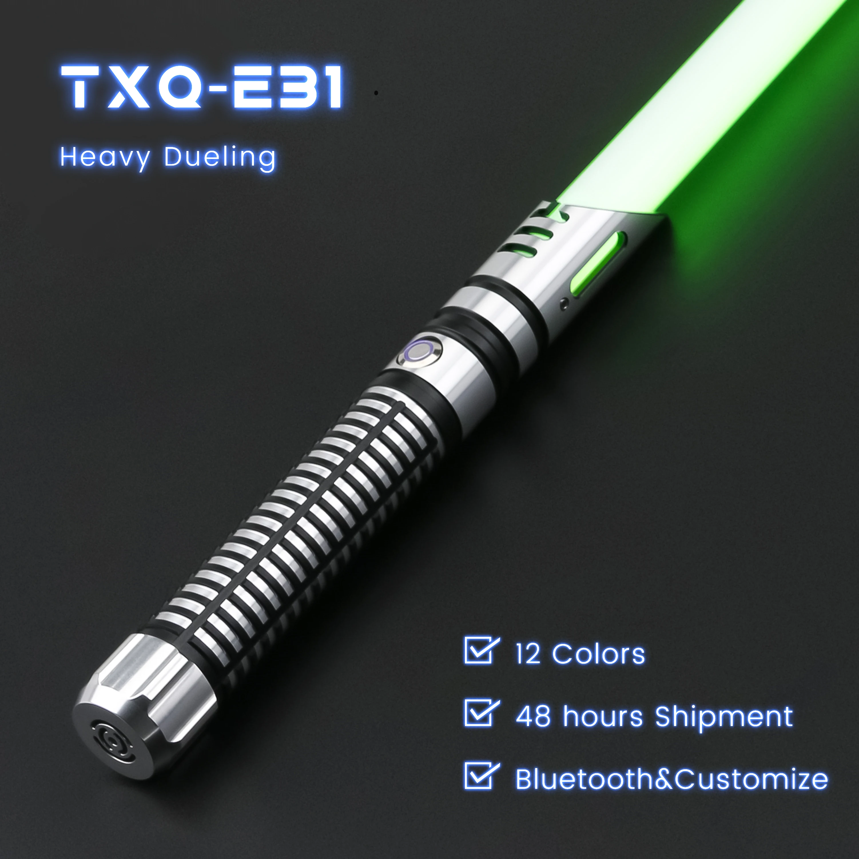 TXQSABER Neo Pixel Lightsaber RGB Heavy Dueling Metal Hilt Jedi Laser Saber Smooth Swing 16 Sets Sounds 12 Colors Change Codplay