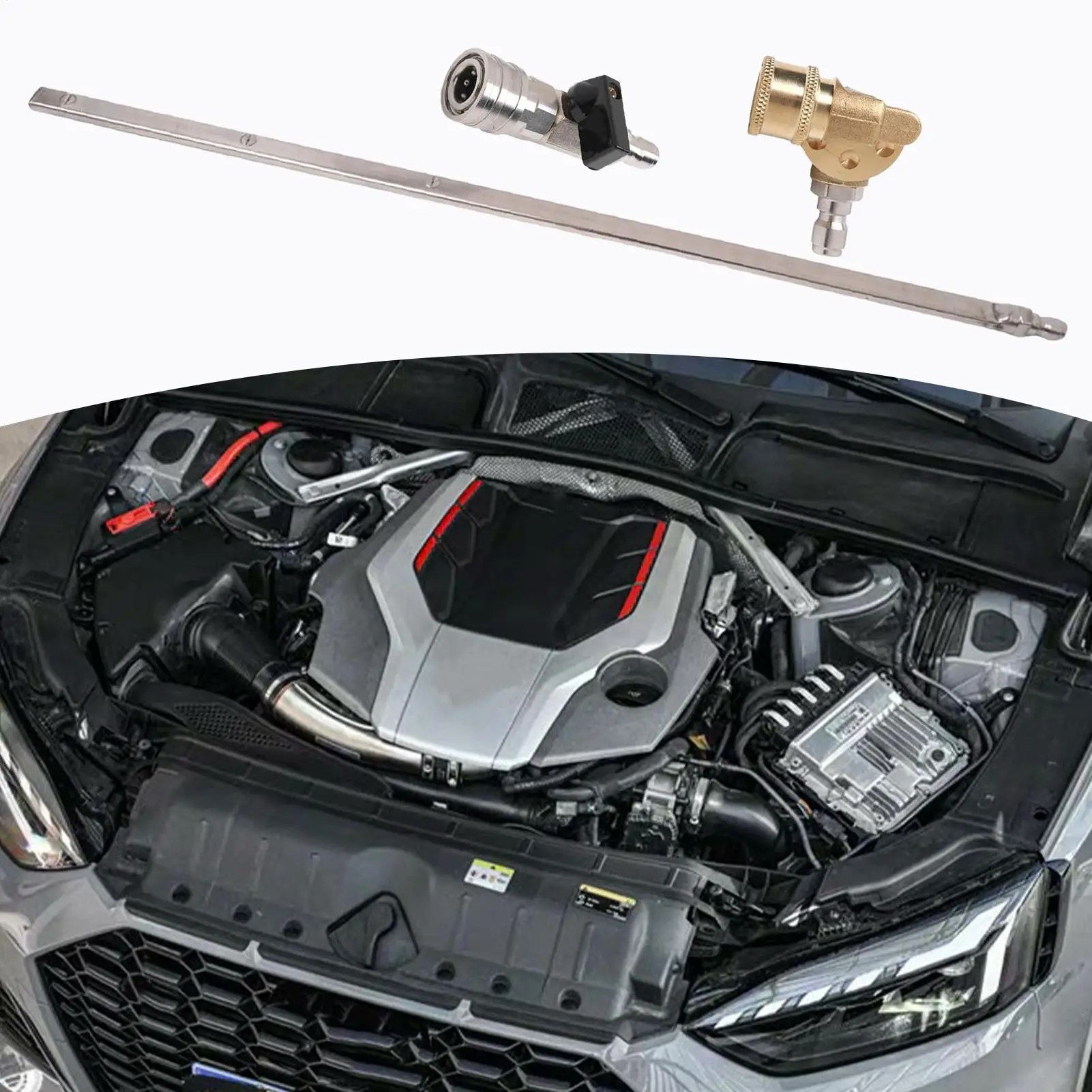 Stainless Steel 3-hole Car Water Tank Radiator Condenser High Pressure Cleaning Rod Removal-Free Auto Maintenance Tool