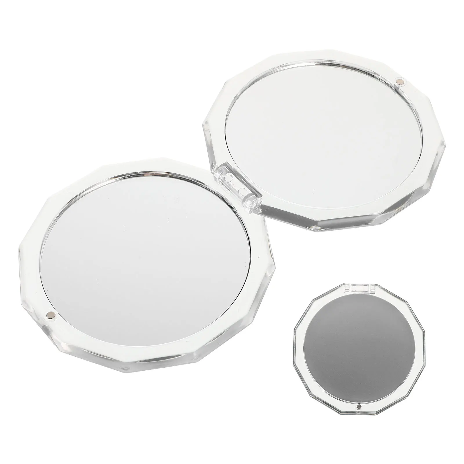 Mini specchio per trucco poligonale pieghevole Piccolo specchio cosmetico portatile compatto e carino per ragazze che viaggiano l'uso quotidiano