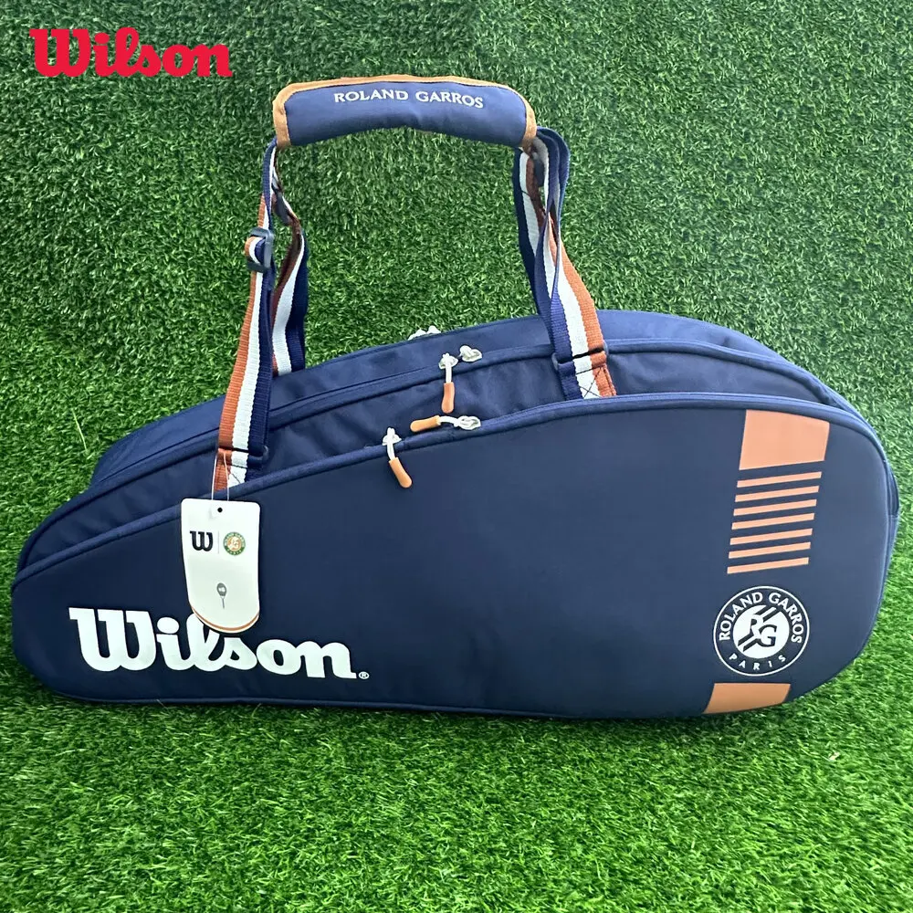 Wilson Roland Garros Tour Design Tennis Bag Team 3-6 PK Navy Lightweight Tennis Racket Bag with Shoes Pocket WR8006701001