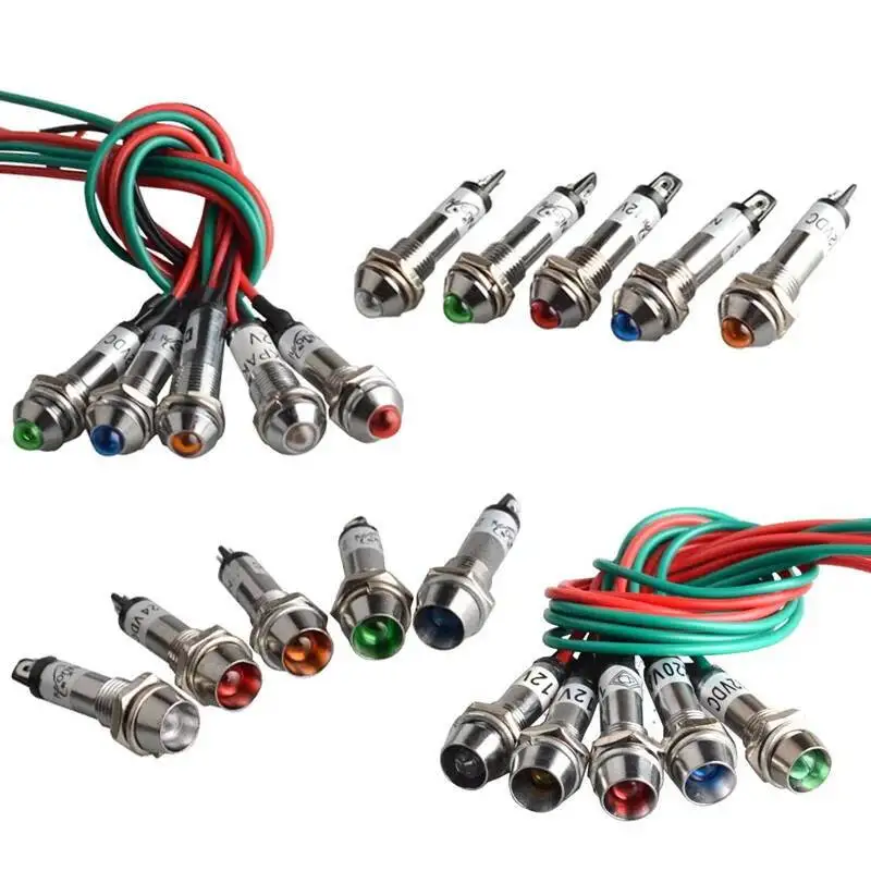 5pcs XD8-1 Metal Indicator lights 8mm Panel Power Signal lamp LED light Signal Convex lamp 12V 24V 220V 5 colours