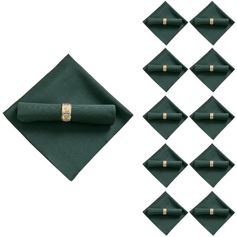 Servilletas de tela de poliéster ABGG-40Pcs 48X48cm para restaurante, boda, banquete, cena, fiesta, verde oscuro
