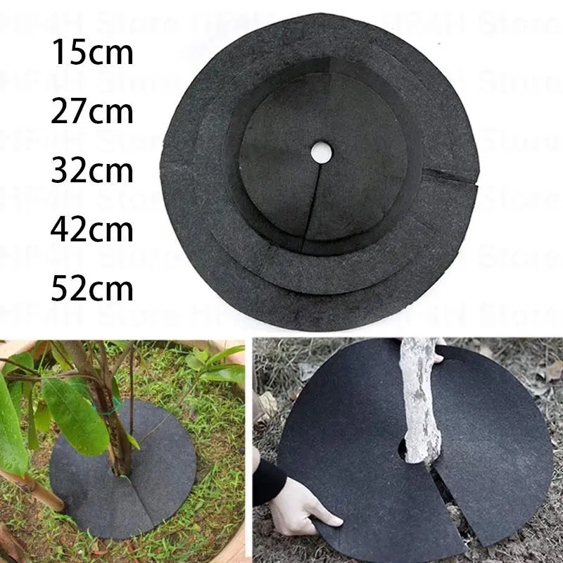 

5 Size Garden Plants Cover Weeding Cloth Pot Mulch Ring Non Wovens 15cm 27cm 32cm 42cm Diameter Tree Protection Weed Mat B4