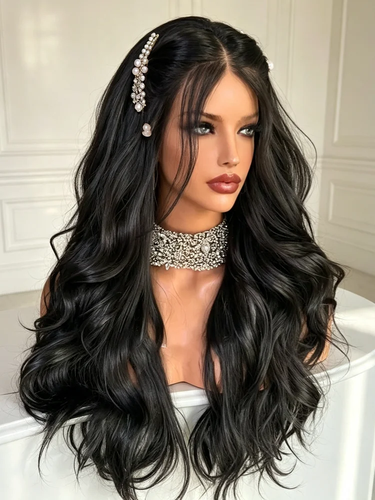 Perruque brésilienne Body Wave 13x6 en dentelle HD transparente, densité 250, 30-40 pouces, perruque frontale complète 13x4 en dentelle, cheveux Remy Loose Deep Wave pré-épilée pour femmes noires