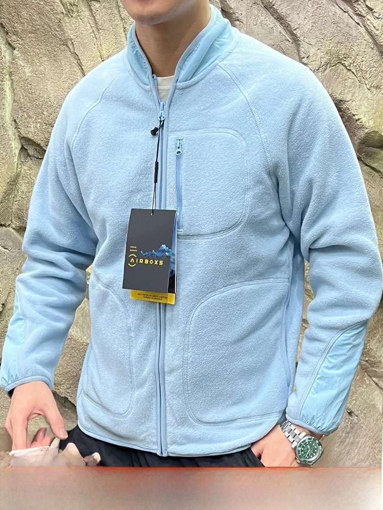 

High Quali Men's Fce Jaet Stand Collar 3D Tailoring Heavyweight Polyester Fiber Long Sve Zipper Closure Casual Sle