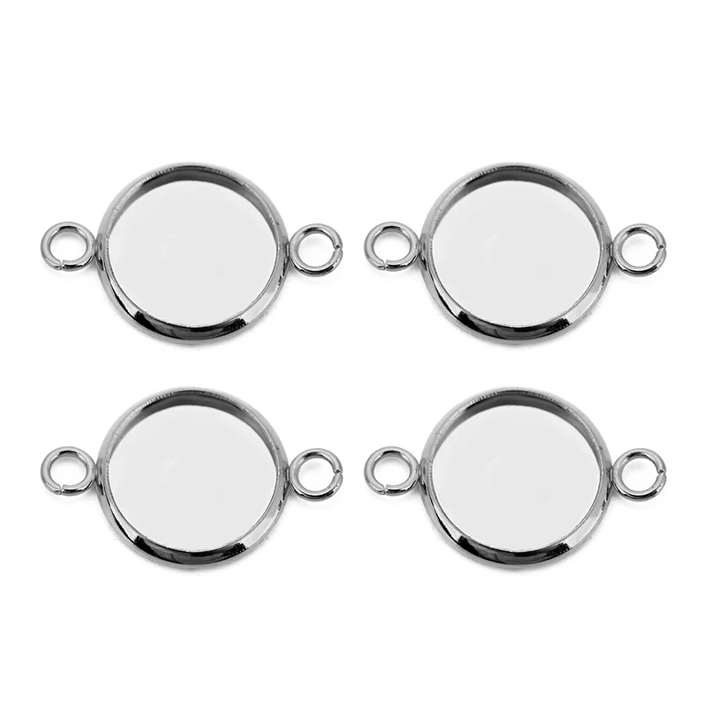 20pcs Stainless Steel Cabochon Cameo Base Settings 6 8 10 12 14 16mm Necklace Bracelets Pendants Tray For Diy Jewelry Making